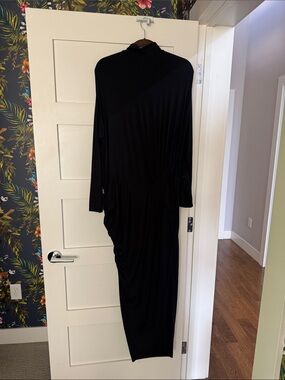 Rachel Pally Black Long-Sleeve Draped Maxi Dress